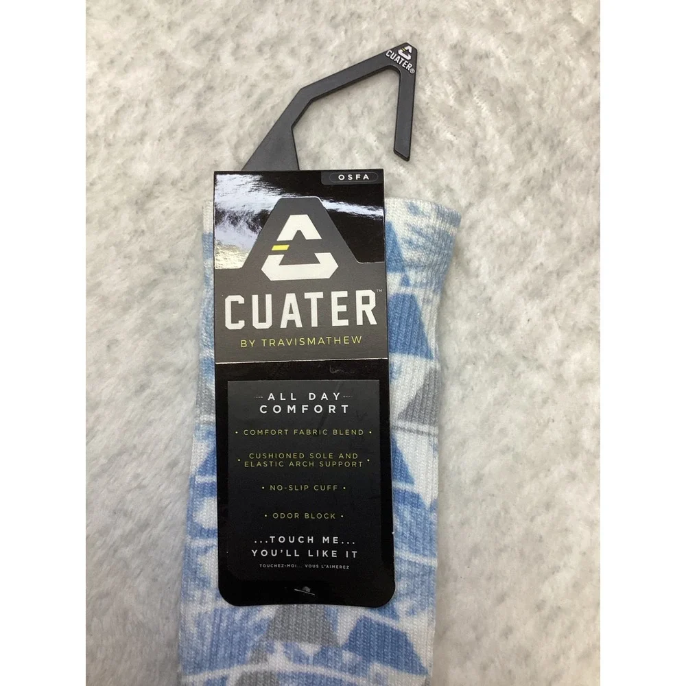 Cuater by‎ TravisMathew Shake A Leg Socks Blue Grey White 4MX172 OSFA NEW